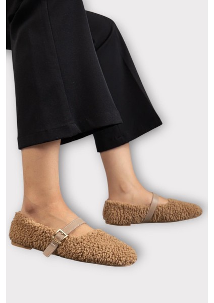 Yumuşak Peluş Ses Yapmaz Hafif Taban Kemerli Kadın Ev Babeti Panduf Vizon fiyatları