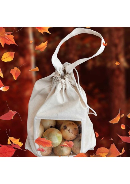 5 kg Soğan Saklama Torbası | Asetat Pencereli Pamuk Ham Bez | Ipli & Saplı Doğal Bez Torba indirimleri