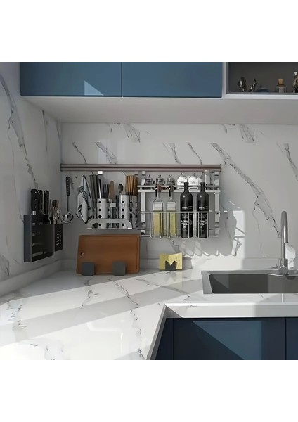 Mermer Desenli Mutfak Duvar Kağıdı Sticker - 5m x 60CM: Su ve Yağa Dayanıklı, Yüksek Sıcaklık Esnekliğine Sahip Tezgah, Dolap, Ocak Yenileme Folyosu T10 ( Lisinya ) fiyatları