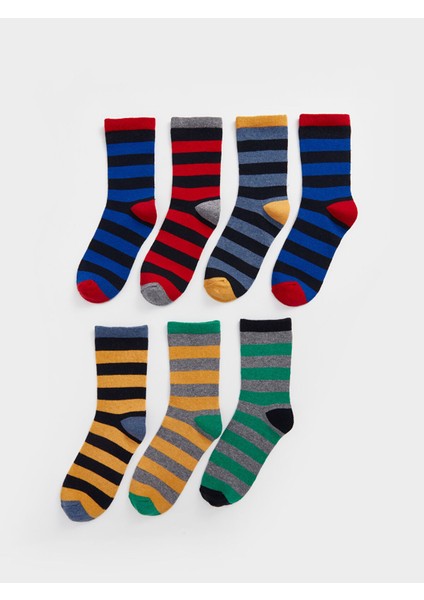 Yeni Sezon Çizgili Erkek Çocuk Soket Çorap 7'li