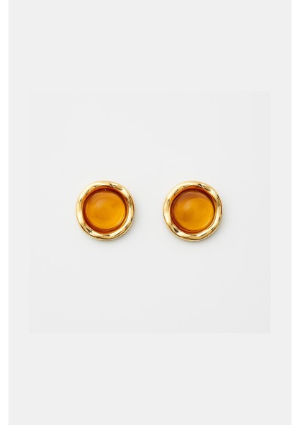 Gold Detaylı Renkli Yuvarlak Çelik Vintage Küpe fiyatları