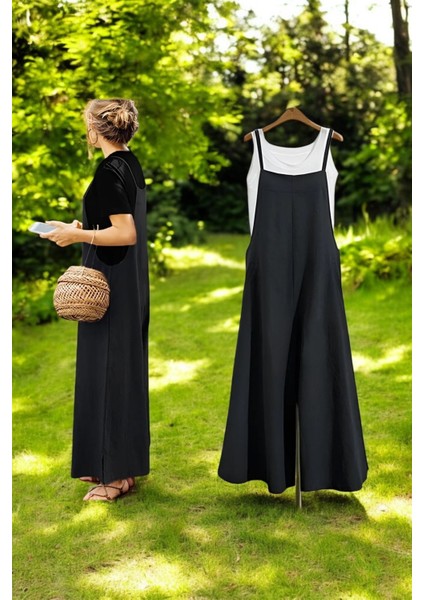 Bol Kesim Yazlık Askılı Keten Tulum fırsatları