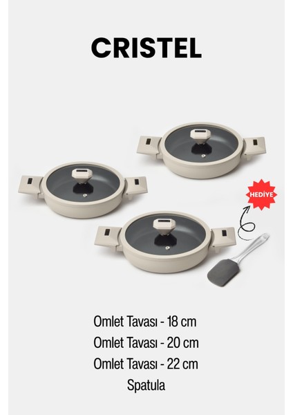 Cristel 7 Parça Sahan Seti Mat Krem fiyatları
