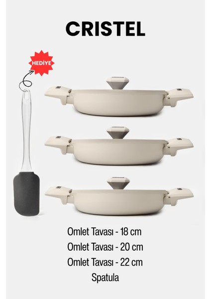 Cristel 7 Parça Sahan Seti Mat Krem modelleri