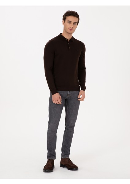 Erkek Kahverengi Regular Fit Basic Kazak 50318855-VR029 fırsatları