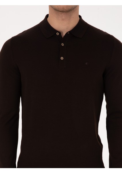 Erkek Kahverengi Regular Fit Basic Kazak 50318855-VR029