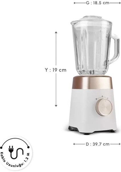 Smotie Blender 1000 W Güç, 1,5 L Cam Hazne Buzlu Içecekler Ya Da Soğuk Karışımlar Paslanmaz Çelik Bıçaklar ve 2 Kademeli Hız indirimleri
