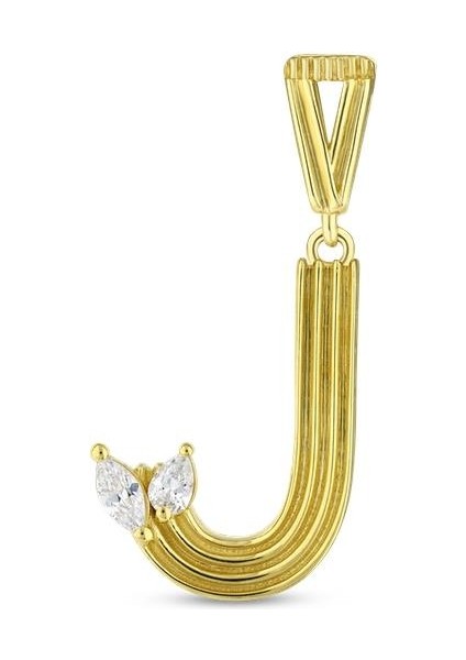 Altın J Harf Kolye Ucu - 14K