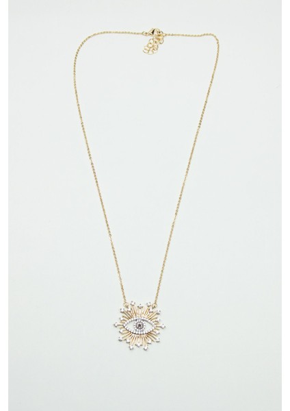 Ince Zincir Zirkon Taşlı Göz Figür Uçlu Gold Kadın Kolye fiyatları