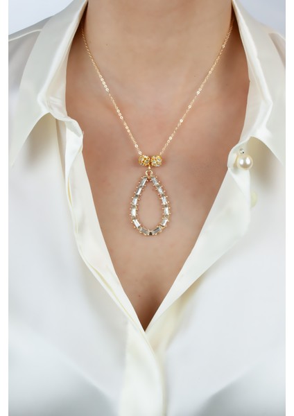 Ince Zincir Baget Taş Uçlu Gold Rondela Detay Kolye fiyatları