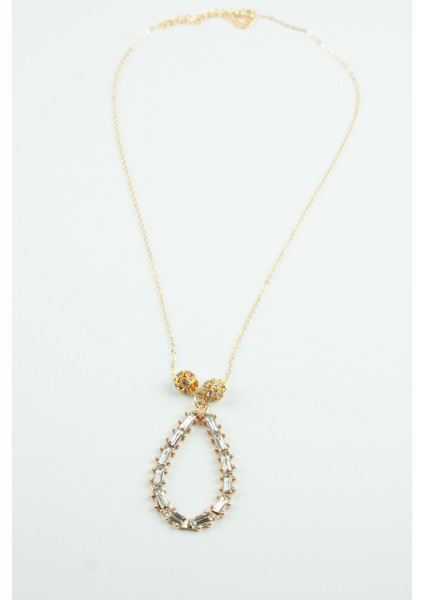 Ince Zincir Baget Taş Uçlu Gold Rondela Detay Kolye modelleri