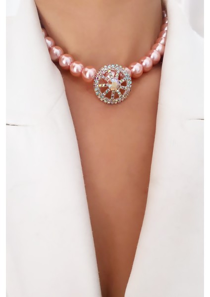 Pembe Istiridye Incisi Görünümlü Kolye