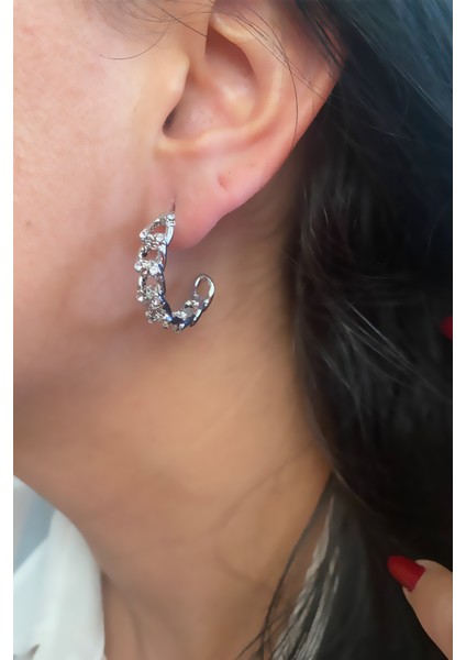 Gümüş Renk Halka Küpe