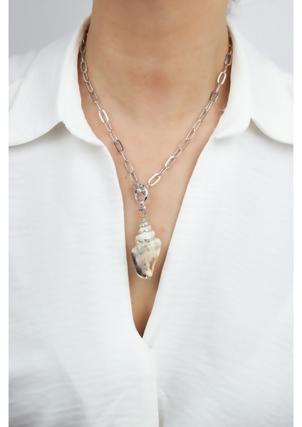 Deniz Minaresi Uçlu Gümüş Renk Kolye