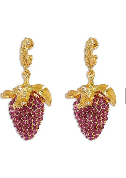 Zirkon Taşlı Çilek Figür Küpe