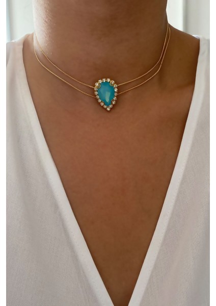 Damla Kristal Zirkon Taşlı Kolye