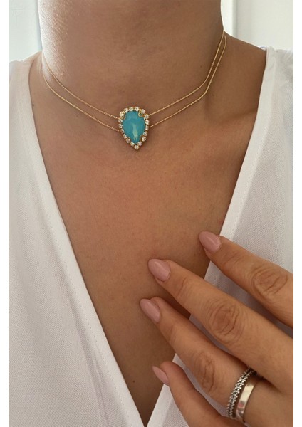 Damla Kristal Zirkon Taşlı Kolye fiyatları