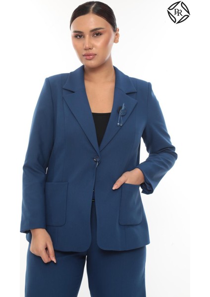 Kadın Rahat Kesim Astarlı Ceket Pantolon Takım Elbise