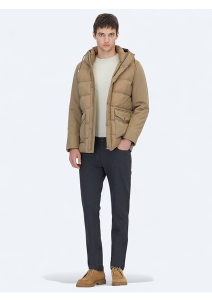 Deve Tüyü Kapüşonlu Casual Dokuma Kaban fiyatları