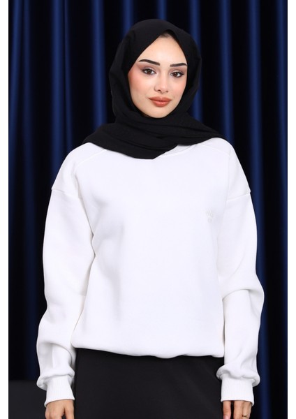 Ekru Bisiklet Yaka Şadonlu Üç iplik Sweat fiyatları