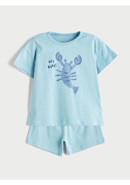 Yeni Sezon Bisiklet Yaka Erkek Bebek Tişört ve Şort 2'li