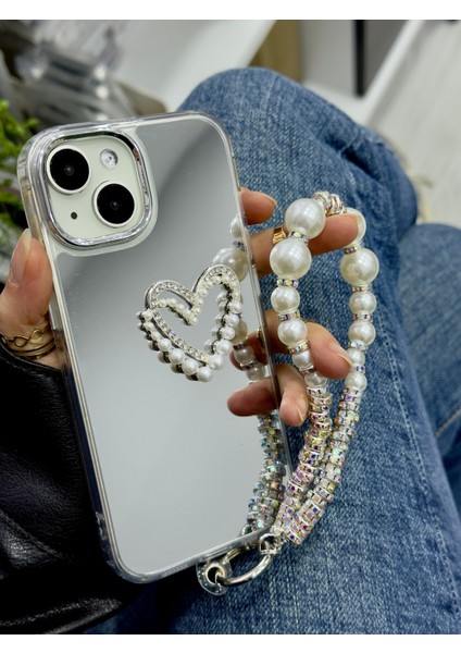 Iphone 13 - 14 - 15 Uyumlu Aynalı Charmlı Kalp Model Silikon Kılıf fiyatları
