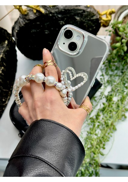 Iphone 13 - 14 - 15 Uyumlu Aynalı Charmlı Kalp Model Silikon Kılıf fırsatları