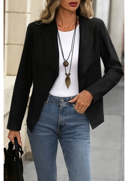 Kadın Uzun Kollu Önü Açık Yakalı Süet Ceket fırsatları