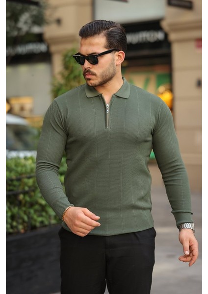 Erkek Pirinç Desenli Uzun Kollu Yakalı Triko fırsatları