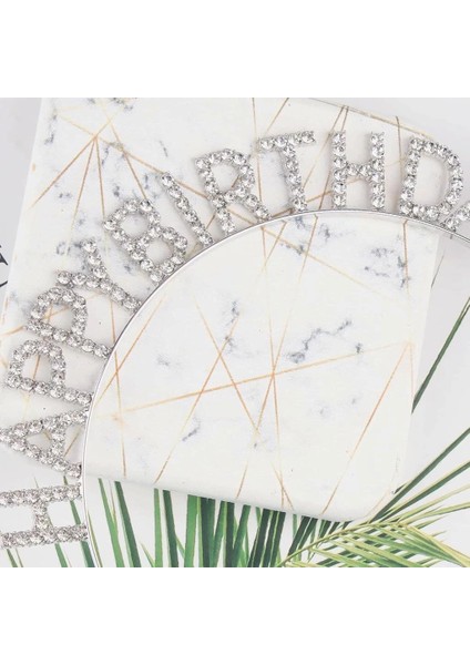 Bfs Gümüş Kristal Taşlı Happy Birthday Doğum Günü Tacı Ithal Ürün A Kalite 17X16 cm modelleri