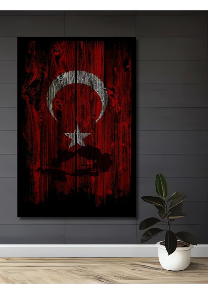 Türk Bayrağı Ahşap Dekoratif Tablo Yağlı Boya Görünümlü Sanat Eseri Dikdörtgen Tablo fiyatları