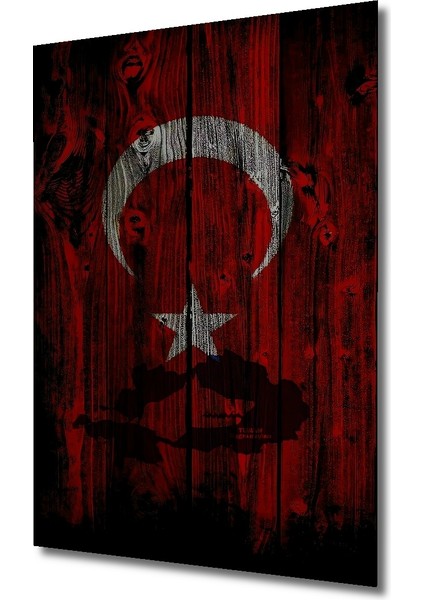 Türk Bayrağı Ahşap Dekoratif Tablo Yağlı Boya Görünümlü Sanat Eseri Dikdörtgen Tablo modelleri