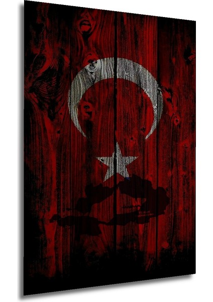 Türk Bayrağı Ahşap Dekoratif Tablo Yağlı Boya Görünümlü Sanat Eseri Dikdörtgen Tablo fırsatları