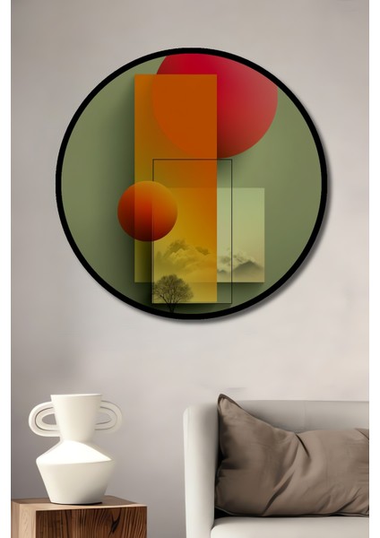 Modern Sanat Geometrik Şekiller Ahşap Dekoratif Tablo Yuvarlak Tablo fiyatları