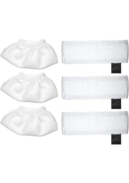Sc2 / Sc3 / Sc4 / Sc5 Paspas Bezi Aksesuarları Için 6 Paket Bez Seti Paspas Pedlerinin Değiştirilmesi (3 Bez Nozul Kapakları ve 3 Mikrofiber Paspas Pedleri)
