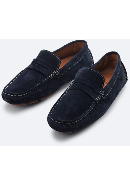Erkek Lacivert %100 Süet Hafif Loafer Ayakkabı B008001