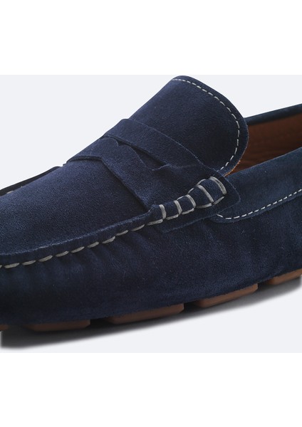 Erkek Lacivert %100 Süet Hafif Loafer Ayakkabı B008001