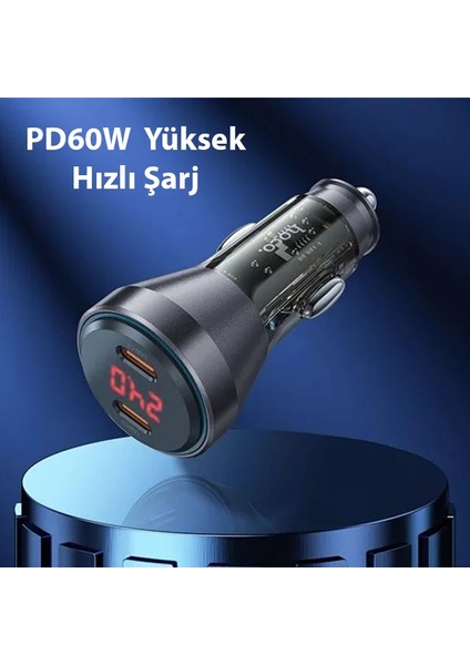 Hoco NZ12C Graceful PD60W 2 Type-C Girişli Araç Çakmaklı Hızlı Şarj Aleti-(57 - ?99?64E6-8G1 indirimleri