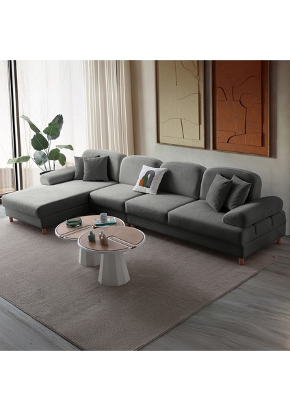 Aries Yataklı Sandıklı Piyonlu Köşe Takımı Antrasit Sol Köşe