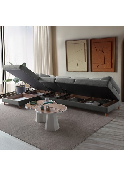 Aries Yataklı Sandıklı Piyonlu Köşe Takımı Antrasit Sol Köşe modelleri