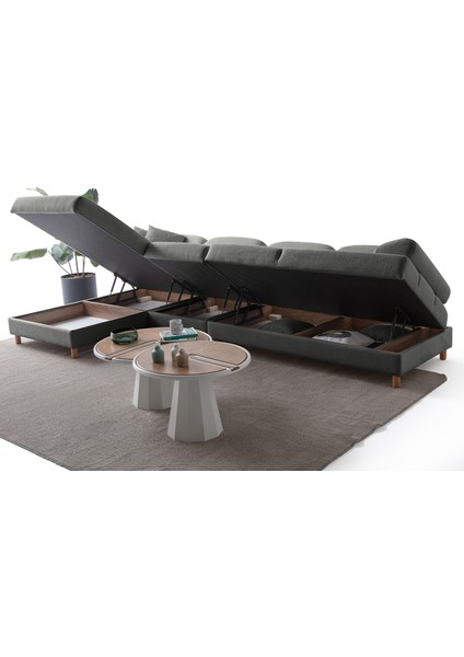 Aries Yataklı Sandıklı Piyonlu Köşe Takımı Antrasit Sol Köşe indirimleri