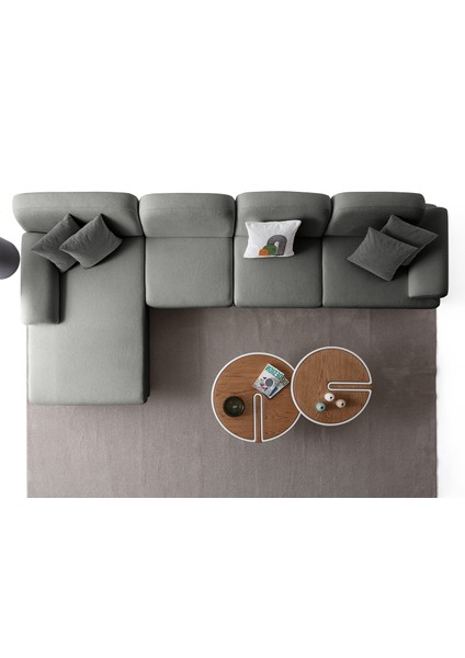 Aries Yataklı Sandıklı Piyonlu Köşe Takımı Antrasit Sol Köşe