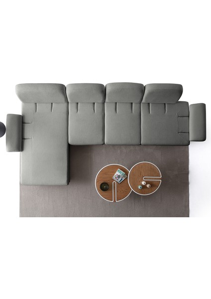 Aries Yataklı Sandıklı Piyonlu Köşe Takımı Antrasit Sol Köşe