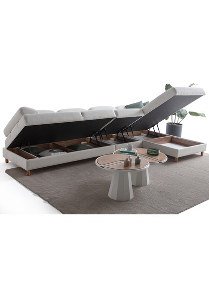 Aries Yataklı Sandıklı Piyonlu Köşe Takımı Beyaz Sağ Köşe