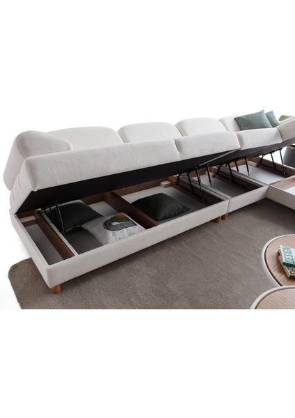 Aries Yataklı Sandıklı Piyonlu Köşe Takımı Beyaz Sağ Köşe