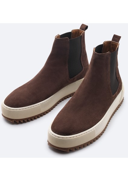Erkek Kahverengi %100 Süet Esnek Taban Hafif Chelsea Bot B008009