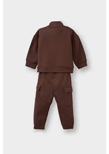 Erkek Bebek 2'li Takım Baskılı Yarım Fermuarlı Sweatshirt Eşofman Altı fırsatları