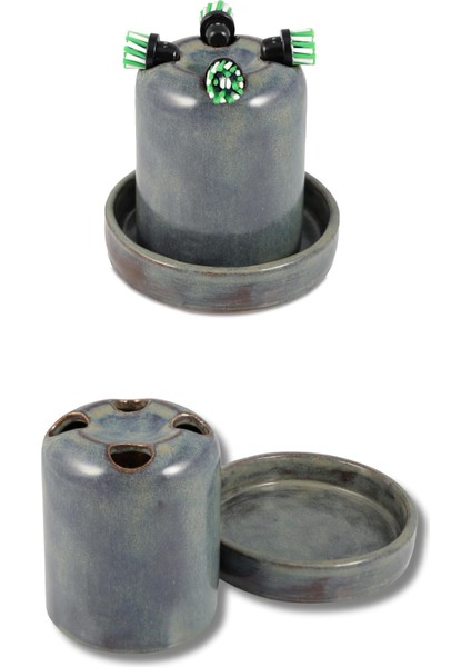 Diş Fırçası Başlık Tutucu – 3 ve 4 Başlık Kapasiteli, El Yapımı Seramik Iki Parçalı Tasarım, Temizlik, Hijyenik Saklama (4 Delikli)