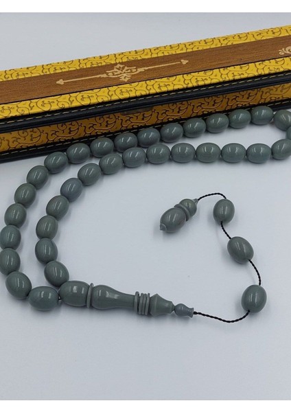 Koyu Yeşil Badem Kesim Halkalı Imame Çubuk Kehribar Tespihespih