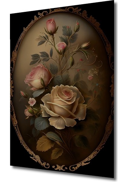 Romantik Gül Bahçesi Yağlı Boya Görünümlü Ahşap Dekoratif Tablo Dikdörtgen Tablo modelleri